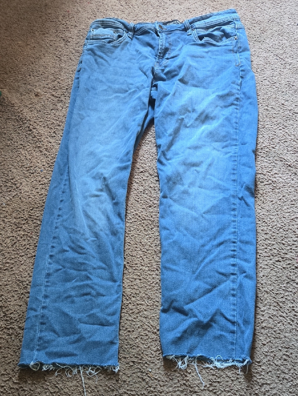 Kenneth Cole Medium Blue Straight-Leg Atheletic Fit Denim Jeans Distressed